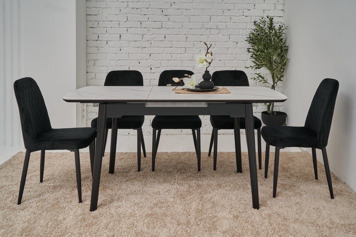 Керамічний стіл TM-76 білий мармур + чорний 3