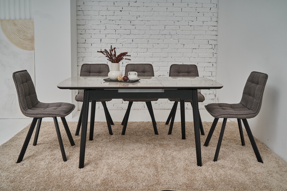 Керамічний стіл TM-76 калакатта мармур (сіра кераміка) + чорний 3