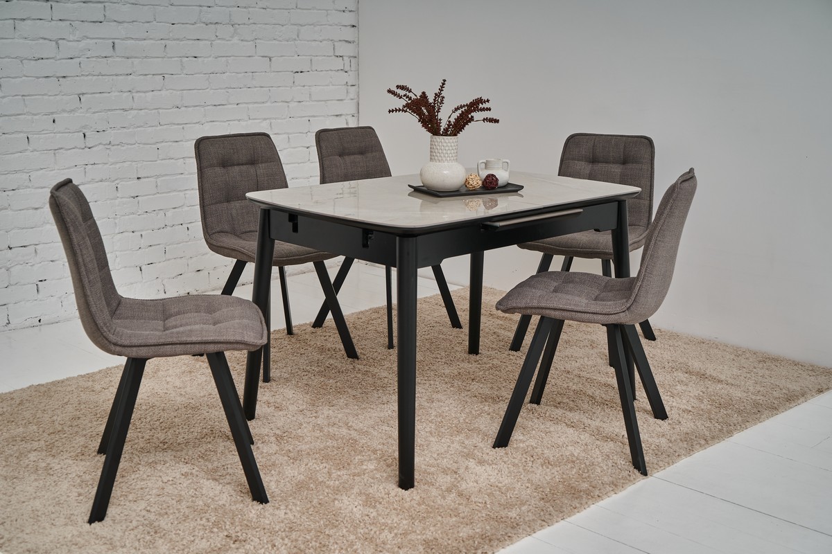 Керамічний стіл TM-76 калакатта мармур (сіра кераміка) + чорний 2