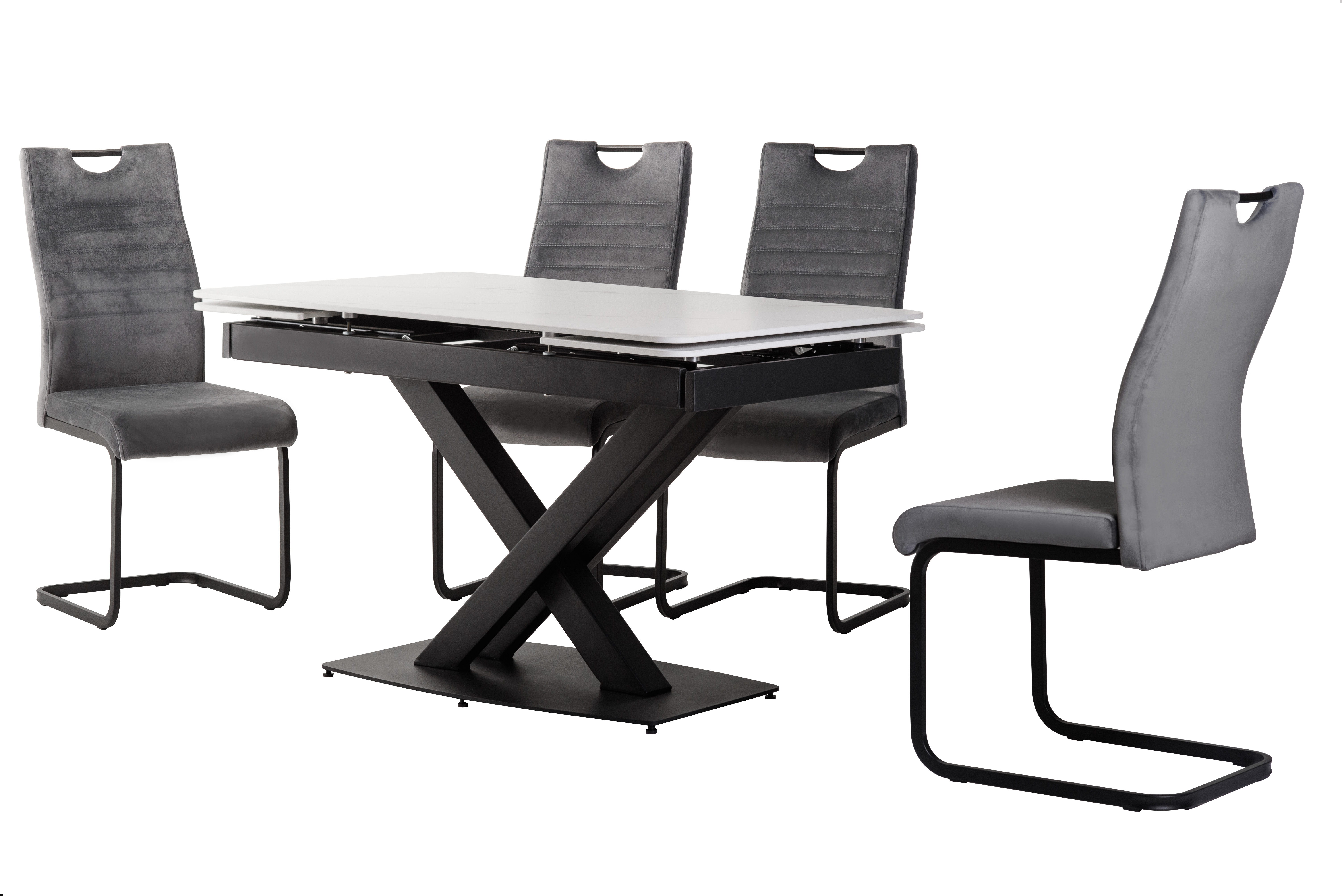 Стілець S-121 сірий велюр + чорний 10