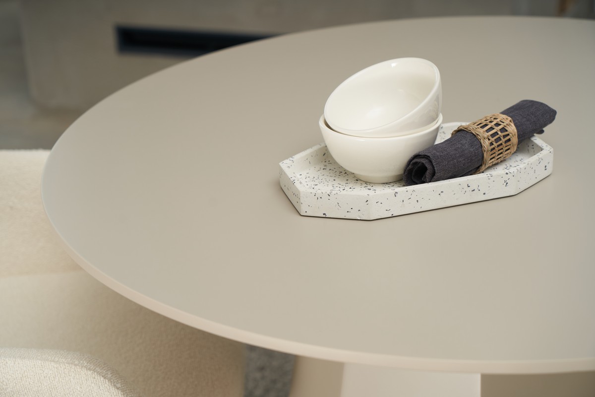 Стіл круглий поліуретановий МДФ TM-200-1 теплий пісок 9