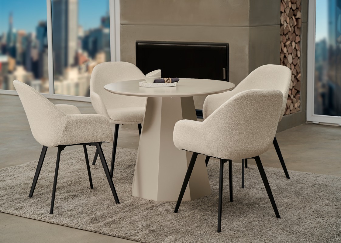 Стіл круглий поліуретановий МДФ TM-200-1 теплий пісок 8