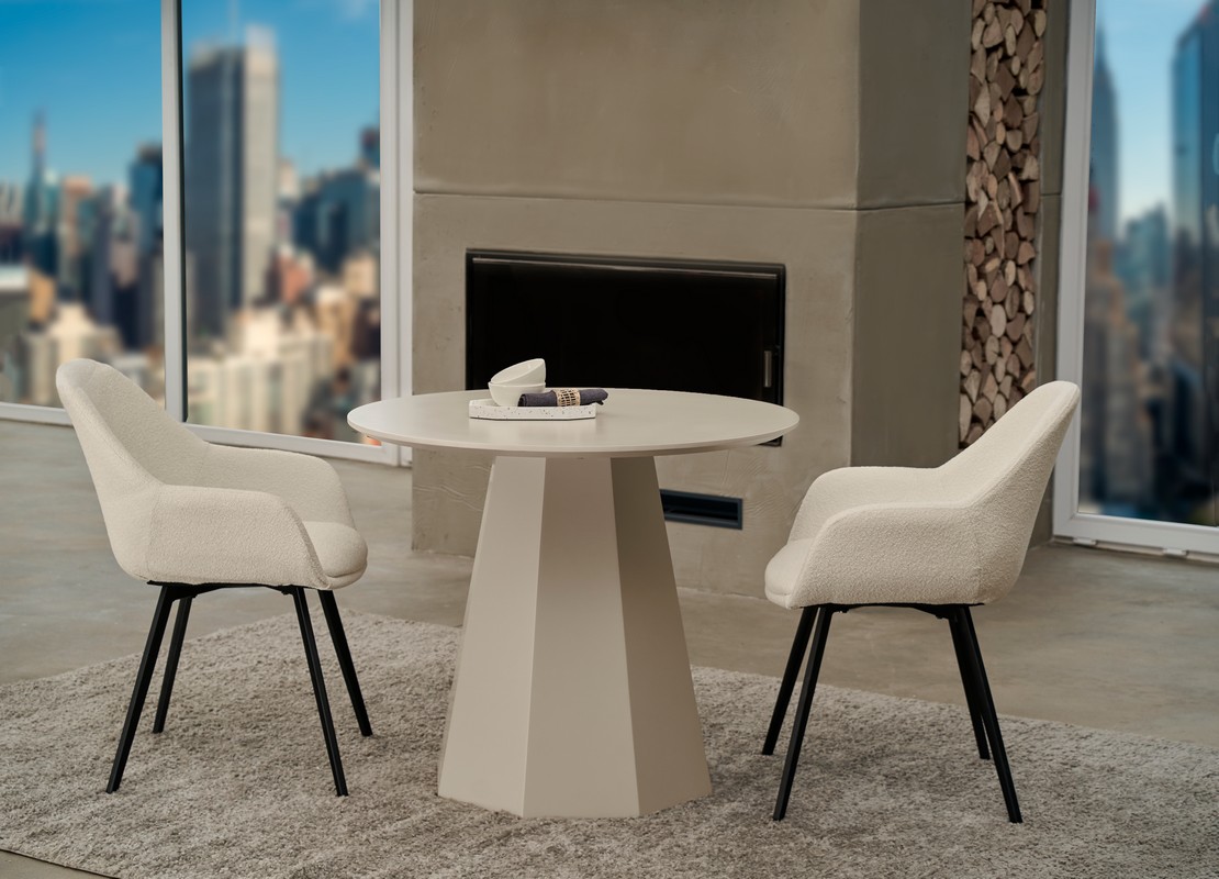 Стіл круглий поліуретановий МДФ TM-200-1 теплий пісок 7