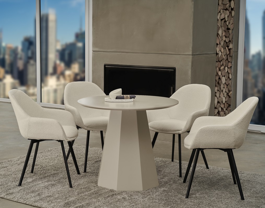 Стіл круглий поліуретановий МДФ TM-200-1 теплий пісок 6