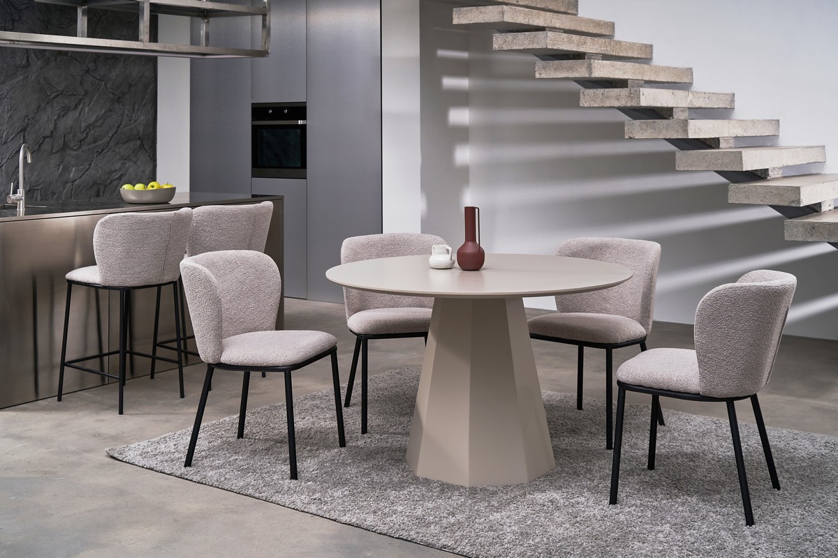 Стіл круглий поліуретановий МДФ TM-200 теплий пісок 6