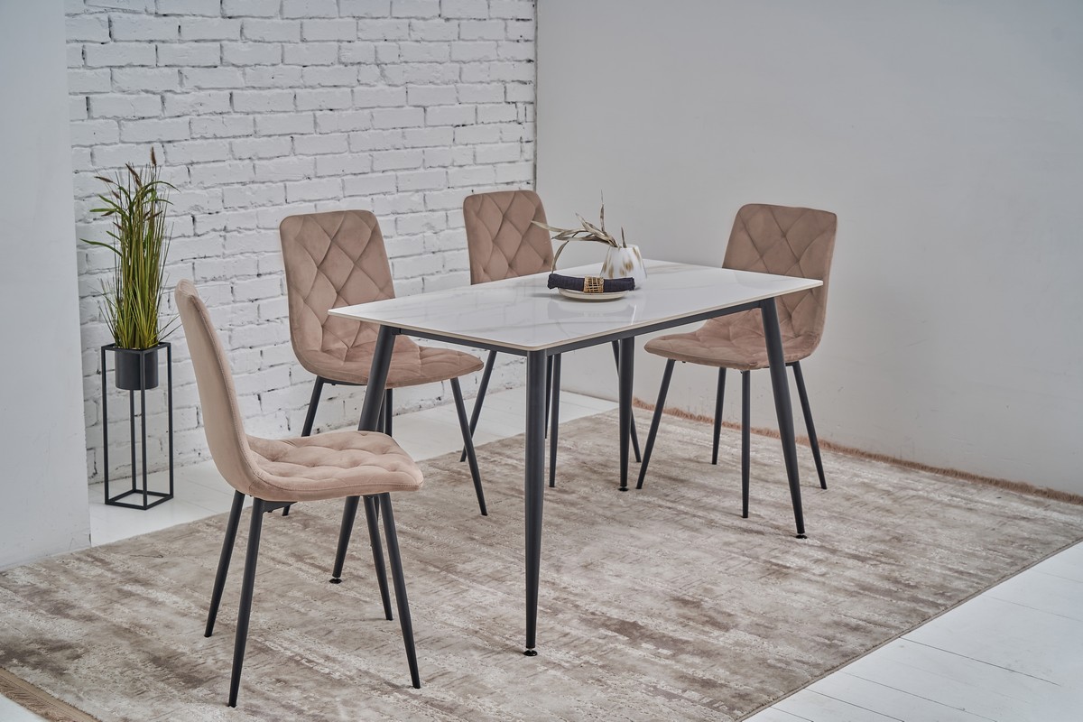 Обідній керамічний стіл TM-100 олімпо вайт + чорний 2