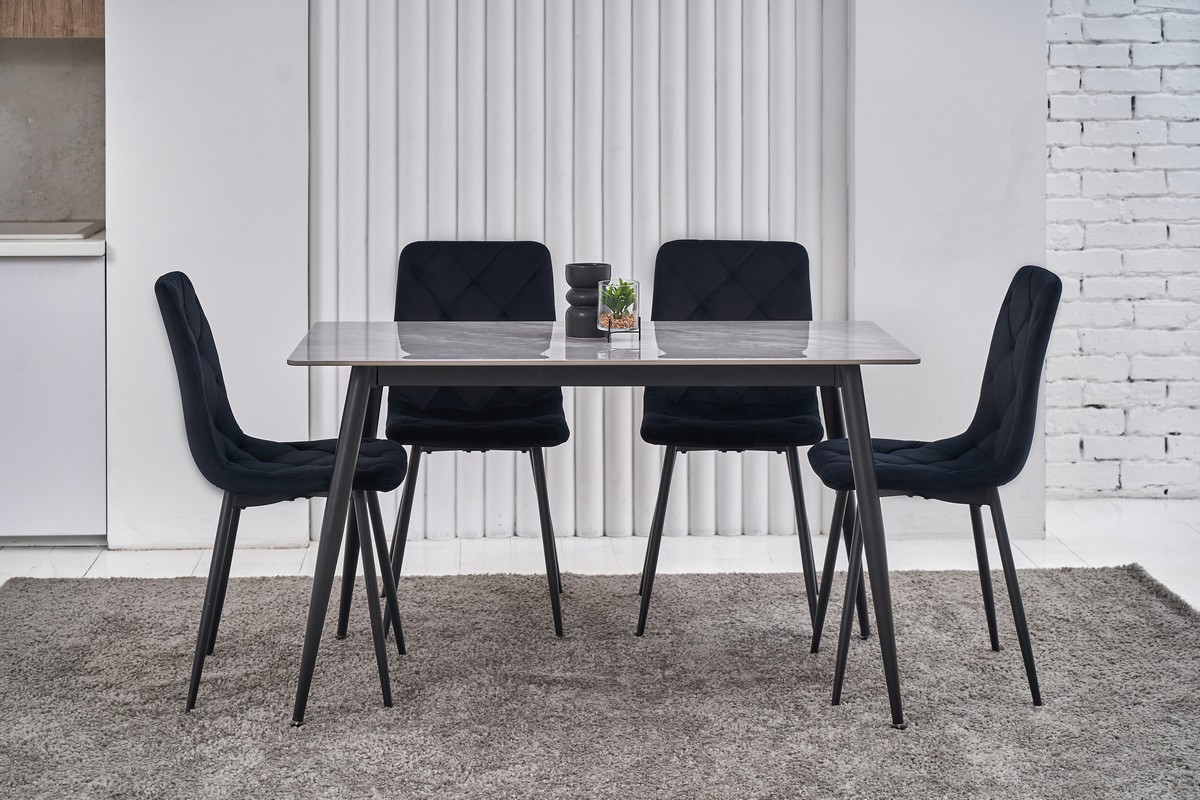 Обідній керамічний стіл TM-100 ребекка грей + чорний 2