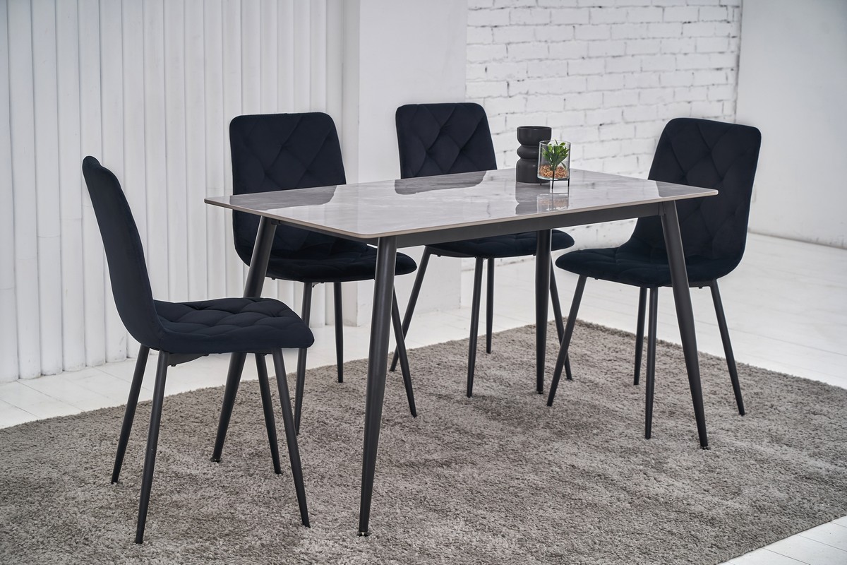 Обідній керамічний стіл TM-100 ребекка грей + чорний 3