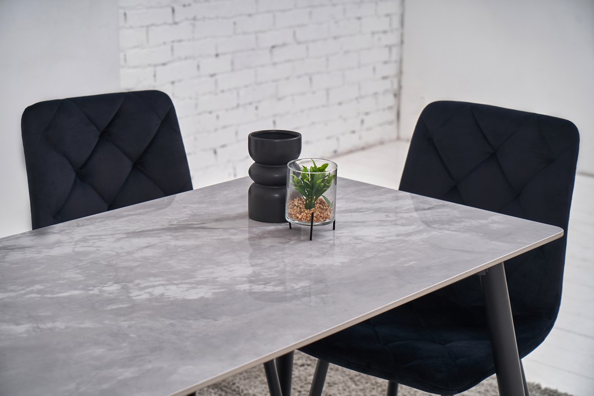 Обідній керамічний стіл TM-100 ребекка грей + чорний 4