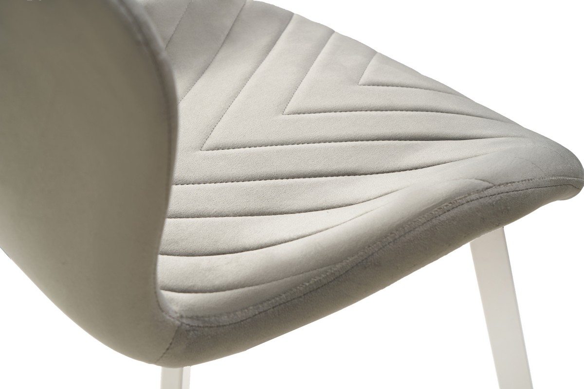 Стілець N-54 світло-сірий велюр + білий 10