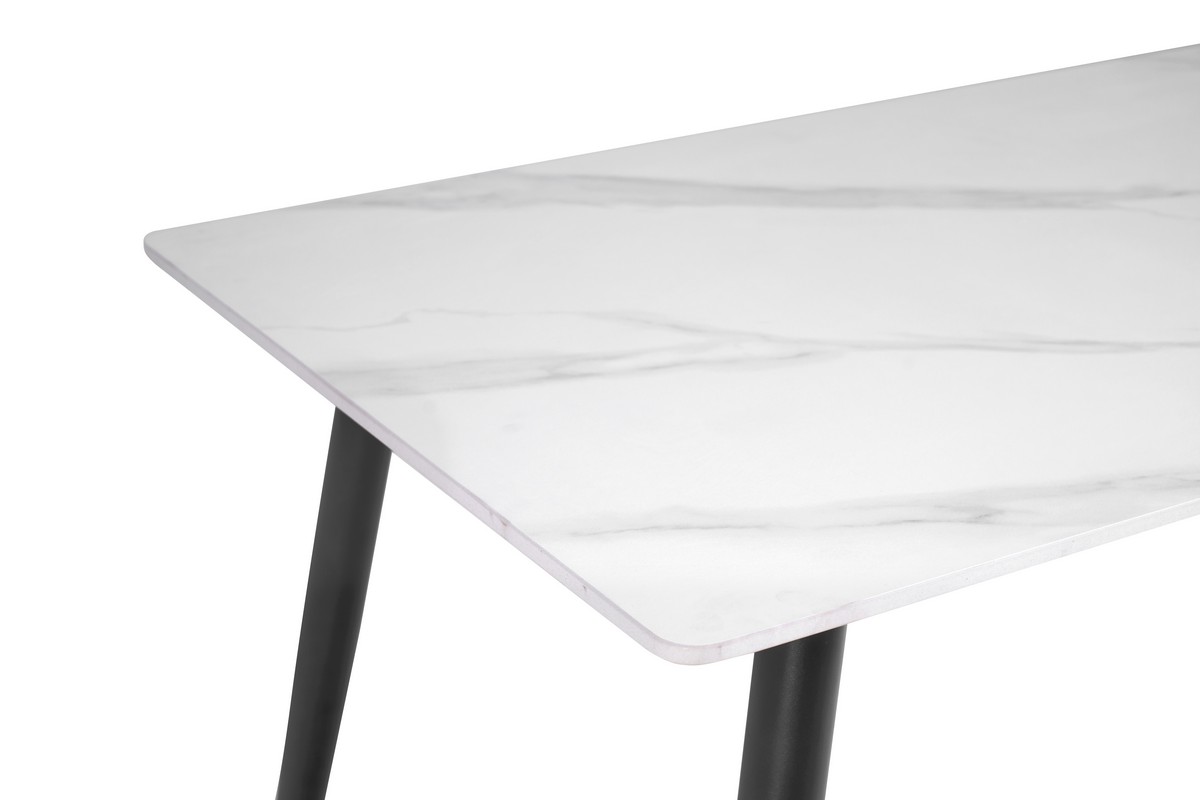 Обідній керамічний стіл TM-100 білий мармур + чорний 9