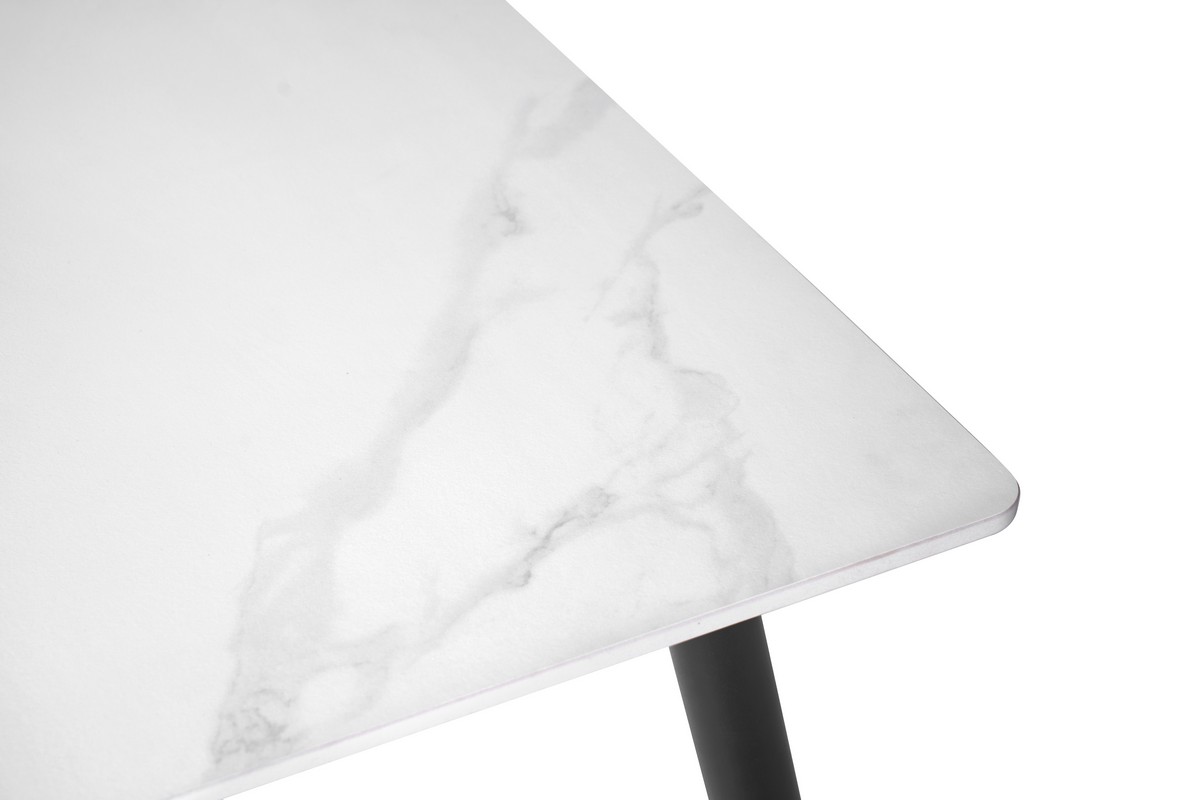 Обідній керамічний стіл TM-100 білий мармур + чорний 10