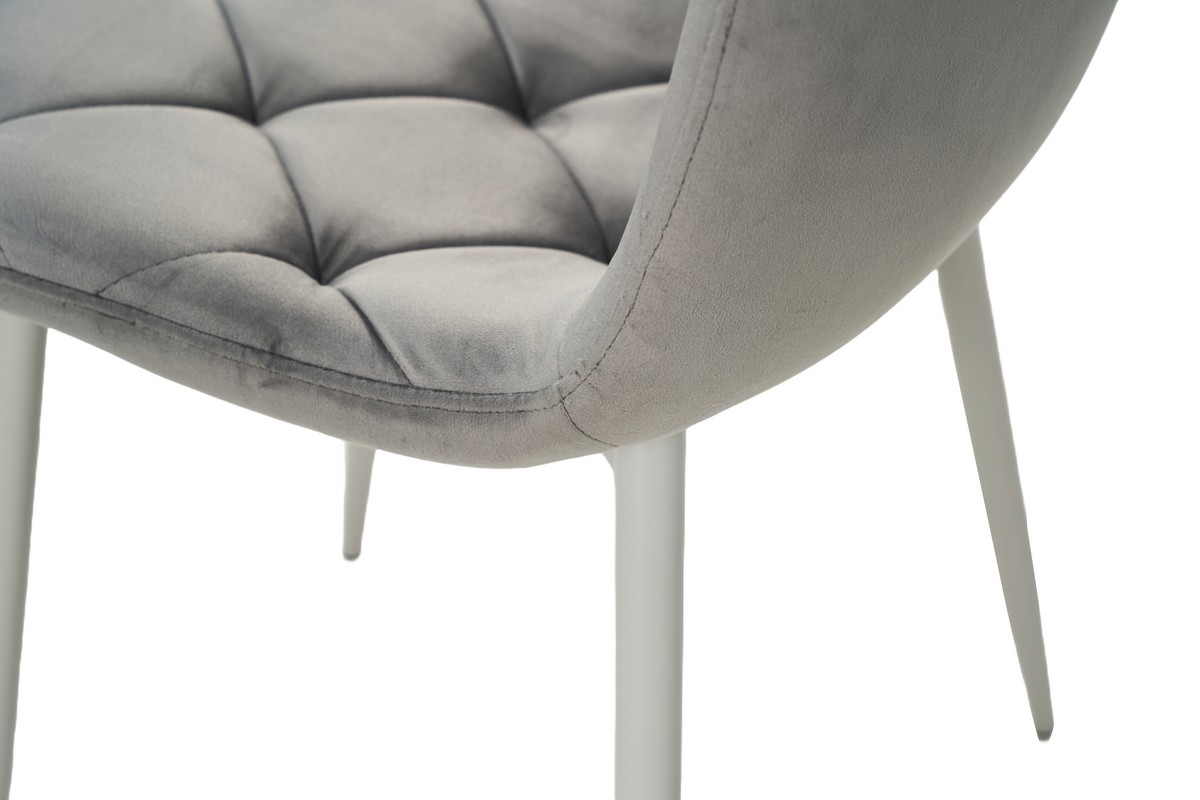 Стілець N-41 світло-сірий велюр + білий 9