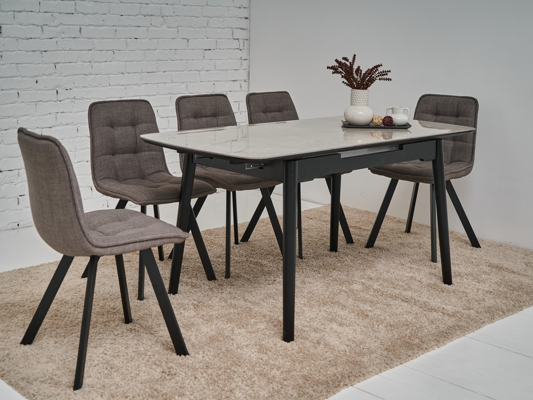 Керамічний стіл  TM-76 калакатта мармур (сіра кераміка) + чорний