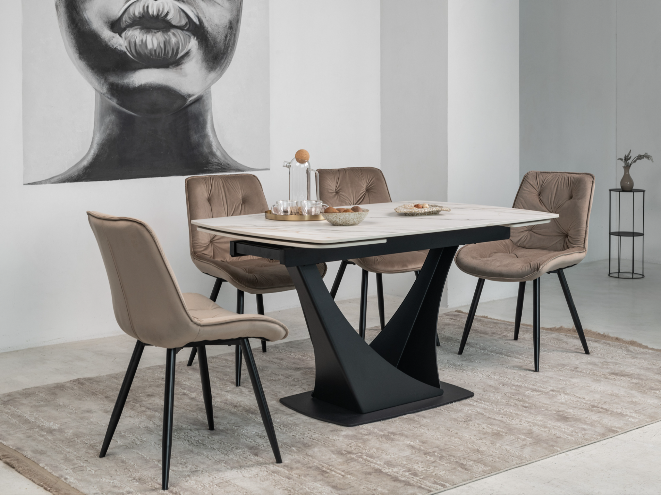 Стілець M-48 капучино велюр + чорний 10