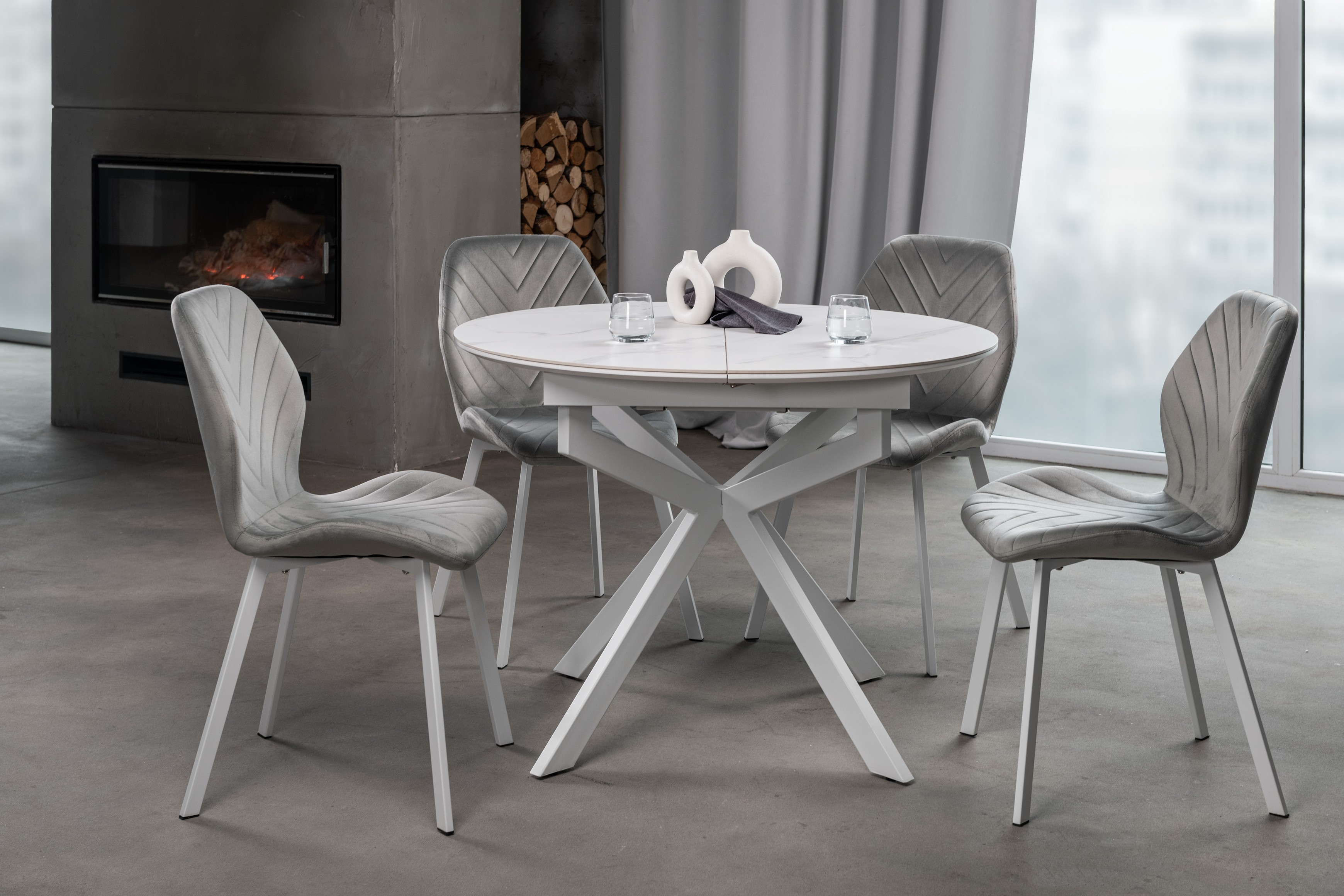 Керамічний стіл Офелія TML-1250 калакатта крістал + білий 7