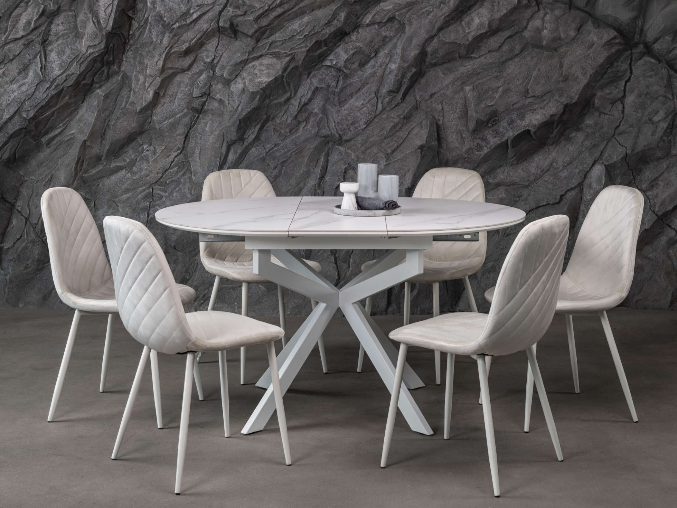 Керамічний стіл Офелія TML-1250 калакатта крістал + білий 3