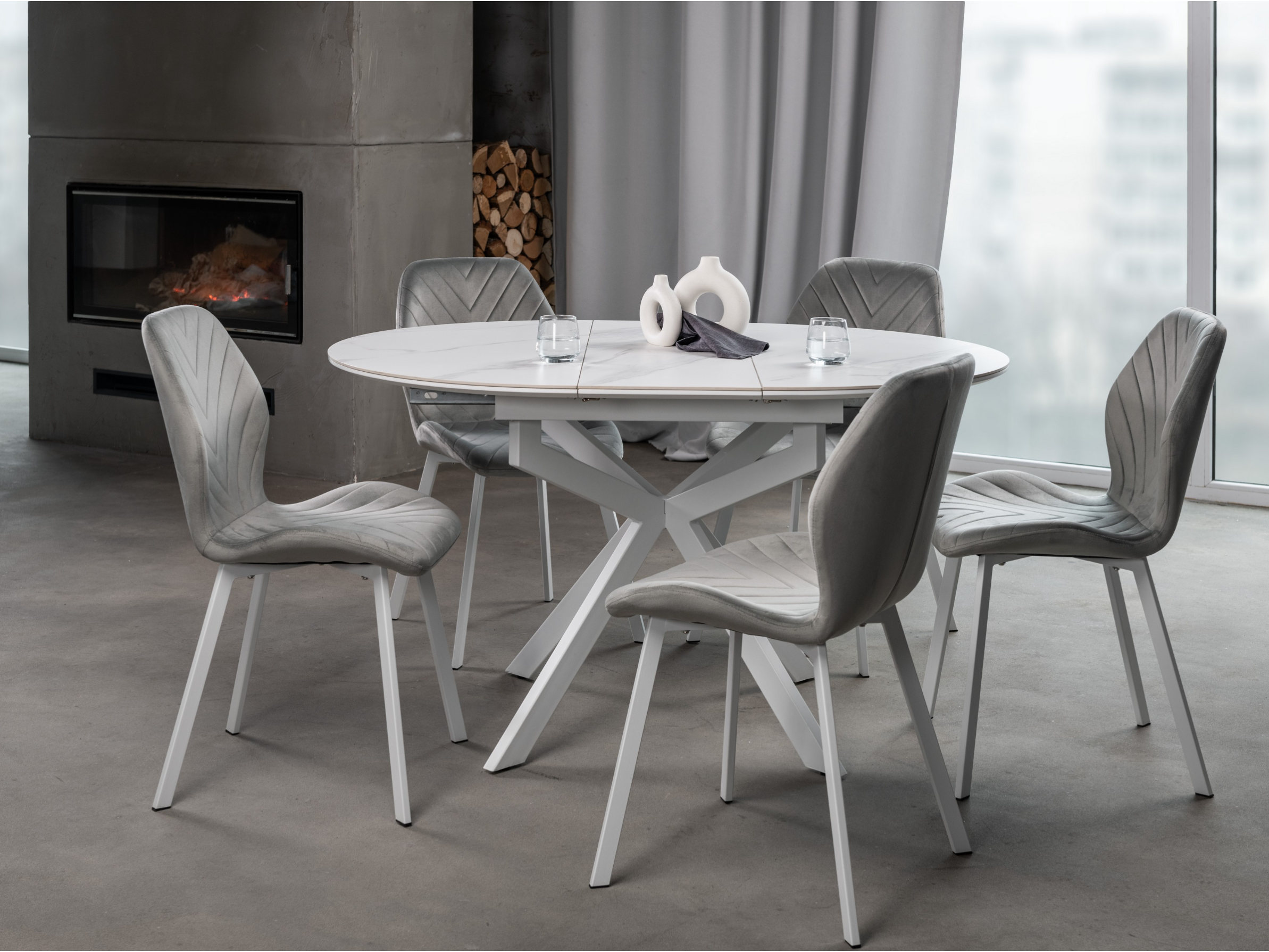 Керамічний стіл Офелія TML-1250 калакатта крістал + білий 8