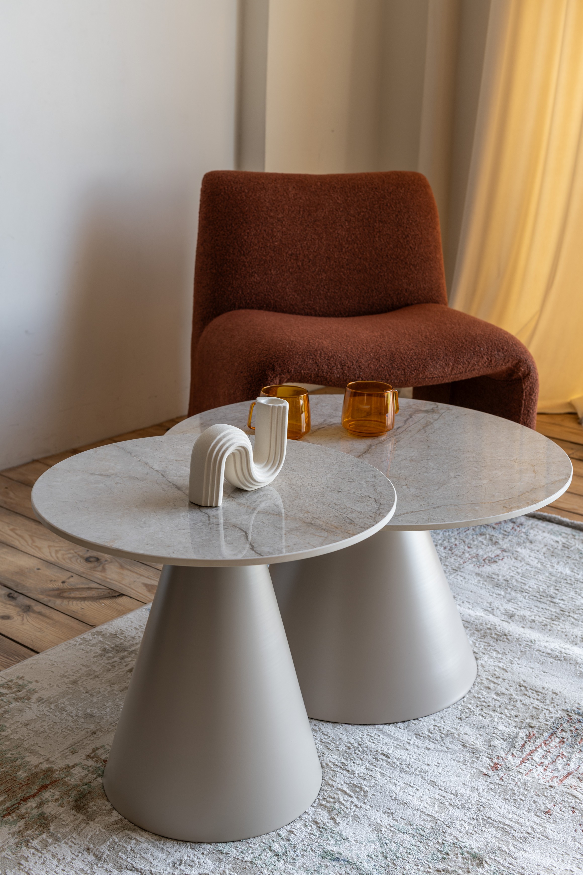 Комплект журнальних столів CT-40 Рокко містік грей + капучино 2