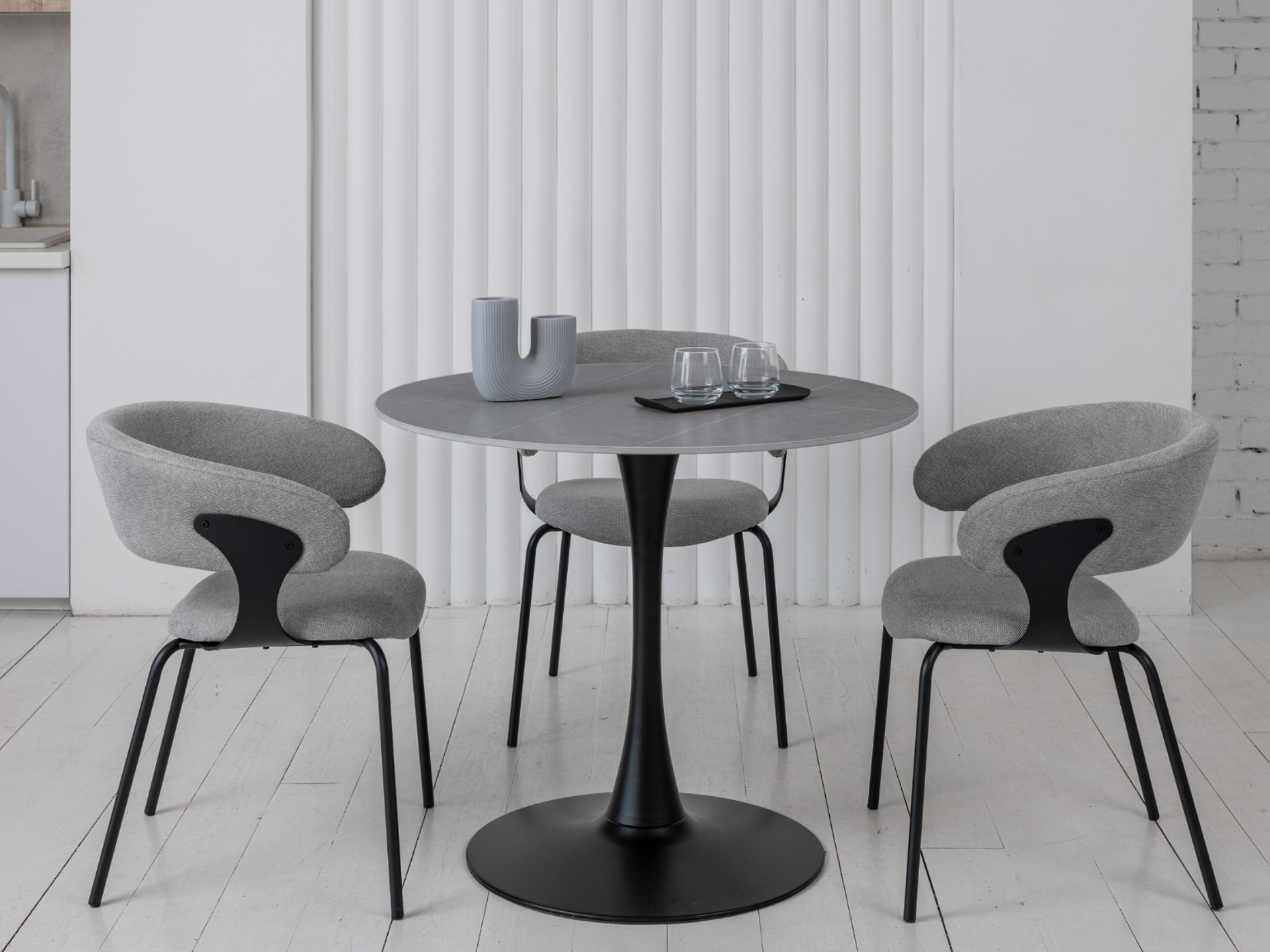 Стіл обідній T-325 айс грей + чорний 2