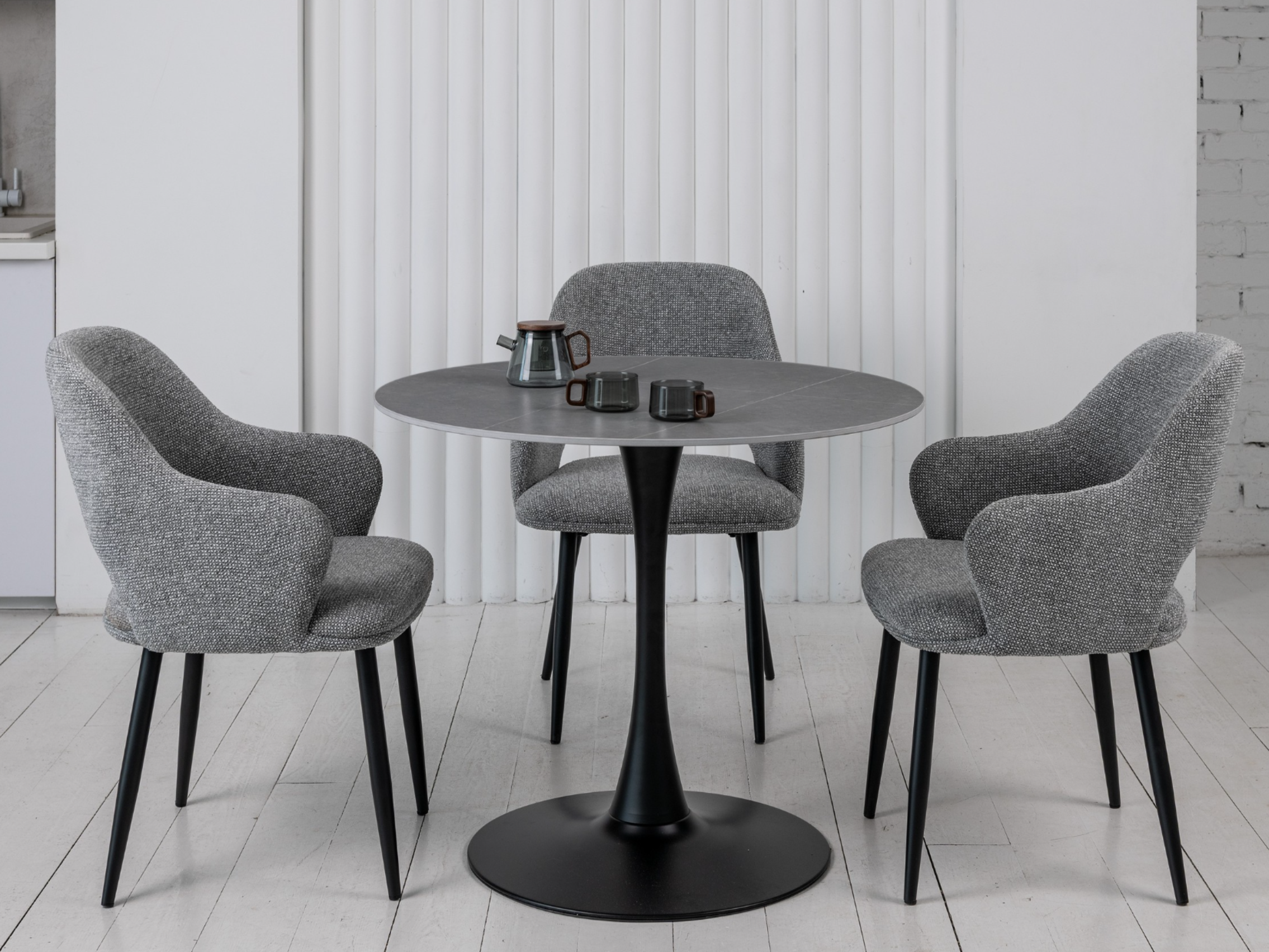 Стіл обідній T-325 айс грей + чорний 6