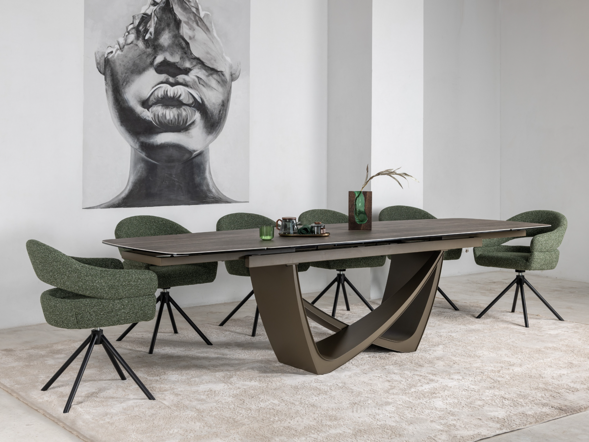 Стілець поворотний R-180 зелений мох + чорний 10